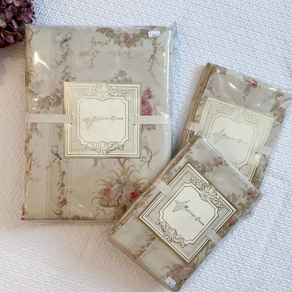 NWT Malabar Grove Floral Petite Rose Full Queen Duvet and Pillow Shams
